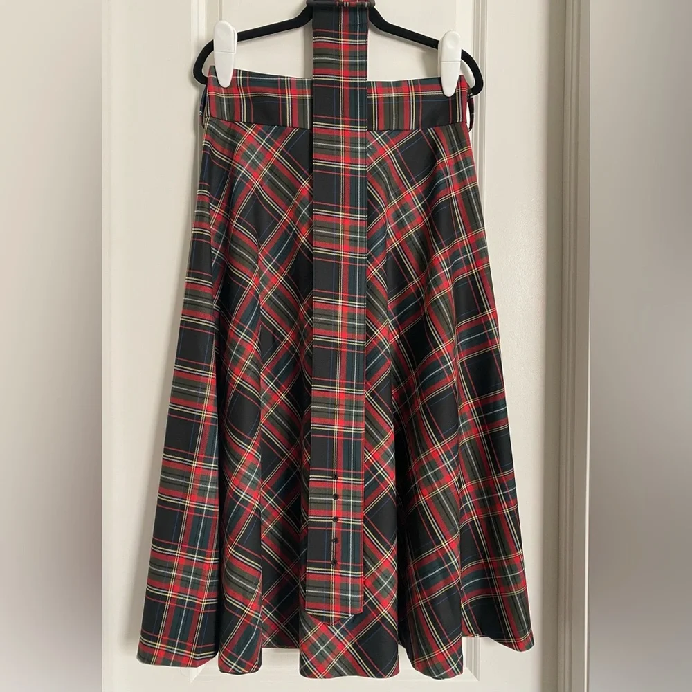 Zara Plaid Midi Skirt Color Black Size Large - Picture 2 of 8